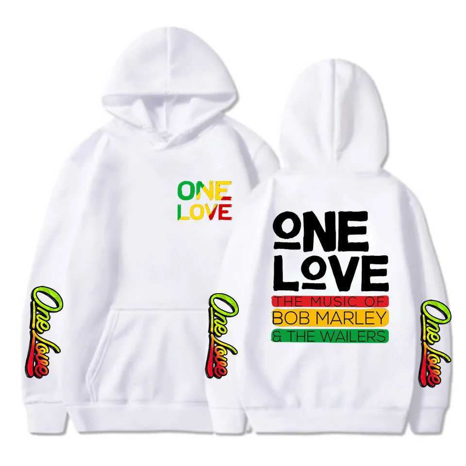 Fall and winter comfortable and soft rapper Bob Marley personty simple letter print mens casual trend warm hooded sweatshirt T250730
