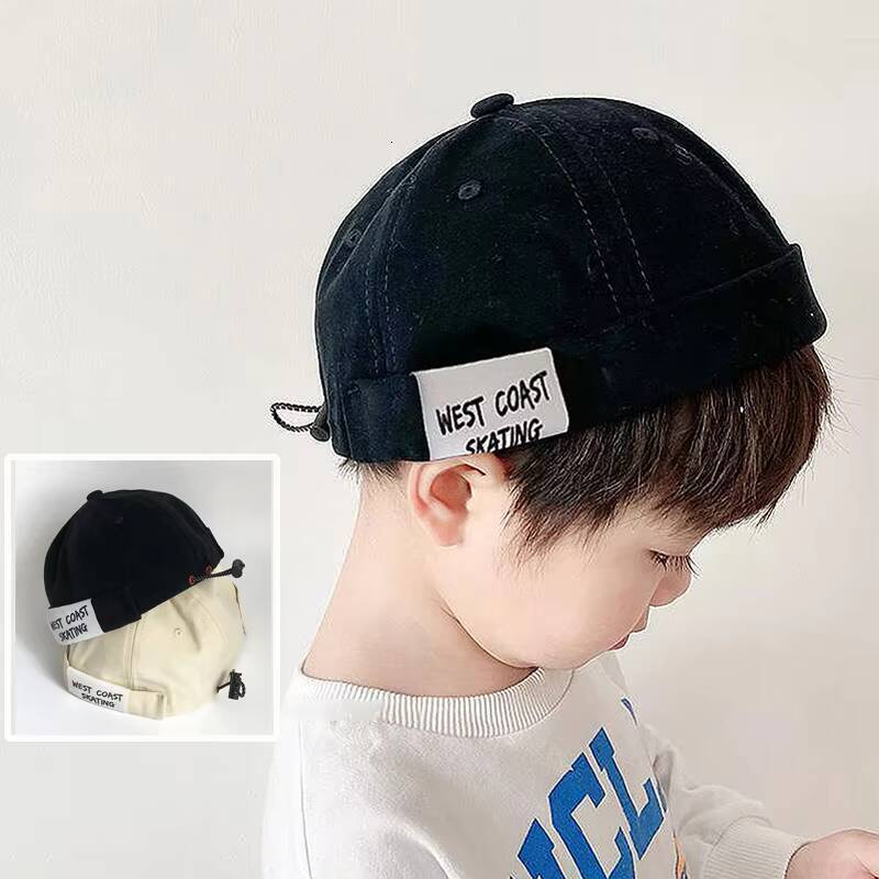 Vintage Baby Brimless Hat Spring Autumn Adjustable Drawstring Landlord Hats For Kids Hip Hop Boys Girls Docker Cap ddmyshoesvip
