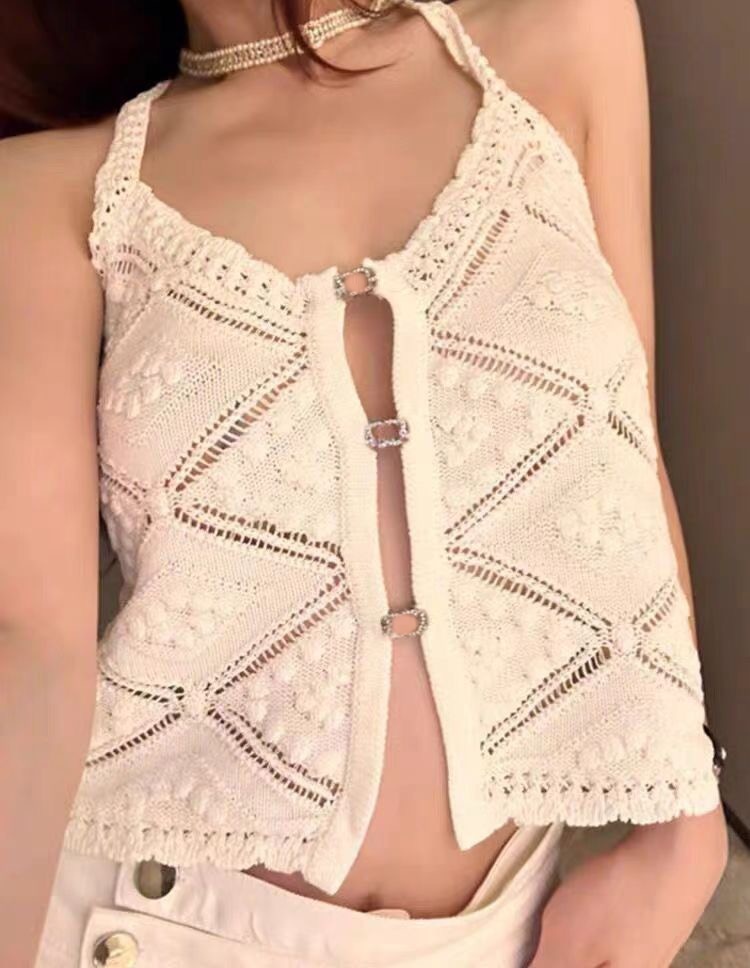 Womens designer clothes t shirts women sexy halter tops party crop embroidered tank top spring summer backless shirt S-L