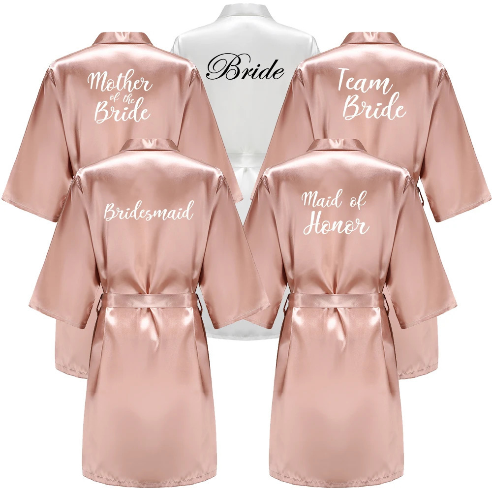 Wedding Bride Bridesmaid Robes for Women Bridal Party Gifts Team Dress Gown Silk Satin Sleepwear Kimono Sexy Summer Bathrobe 250730