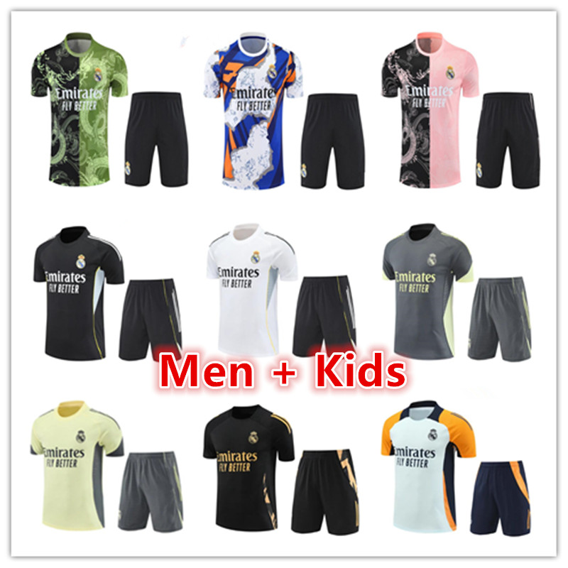 2025 2026 Madrids football tracksuit short sleeve training suit Men and kids 24 25 26 soccer tracksuit shirt maillot foot camiseta futbol-image-975558634