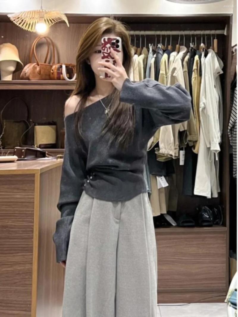 Women's Sweaters Casual Loose Slim Woman Pullovers Retro Solid Color Sweet Lady Women Simple Chic Basic Black Red Knitted Top Female