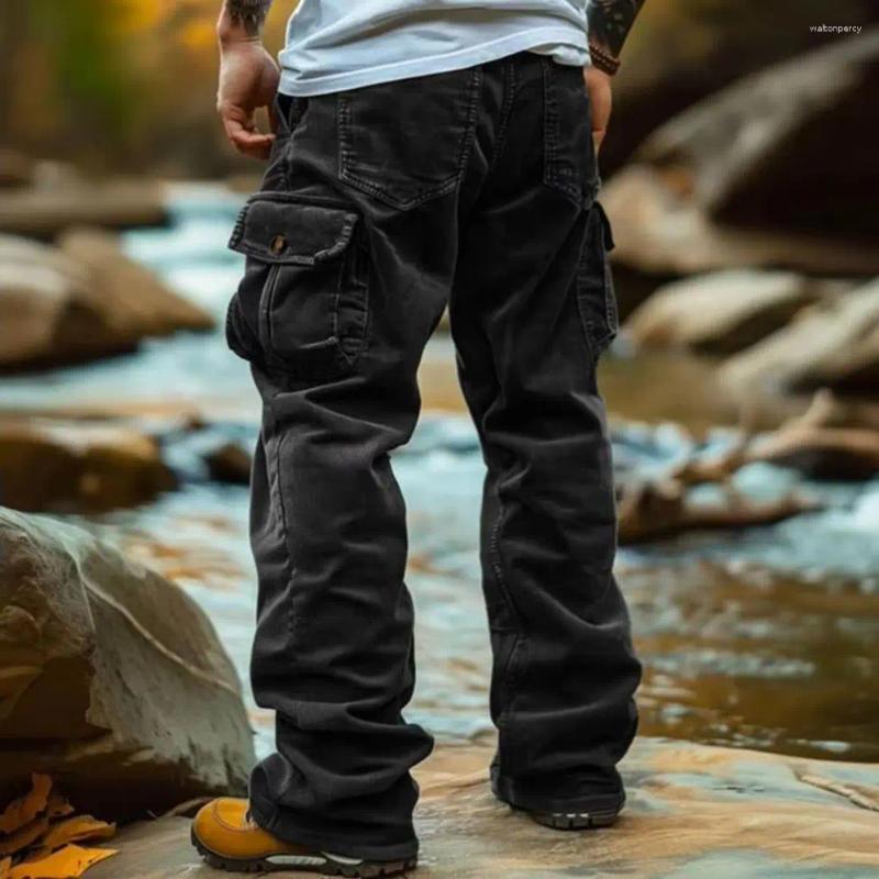 Men's Pants Corduroy Men Cargo Casual Retro Loose Tooling 3D Multi-pocket Trousers Cool Male Overalls