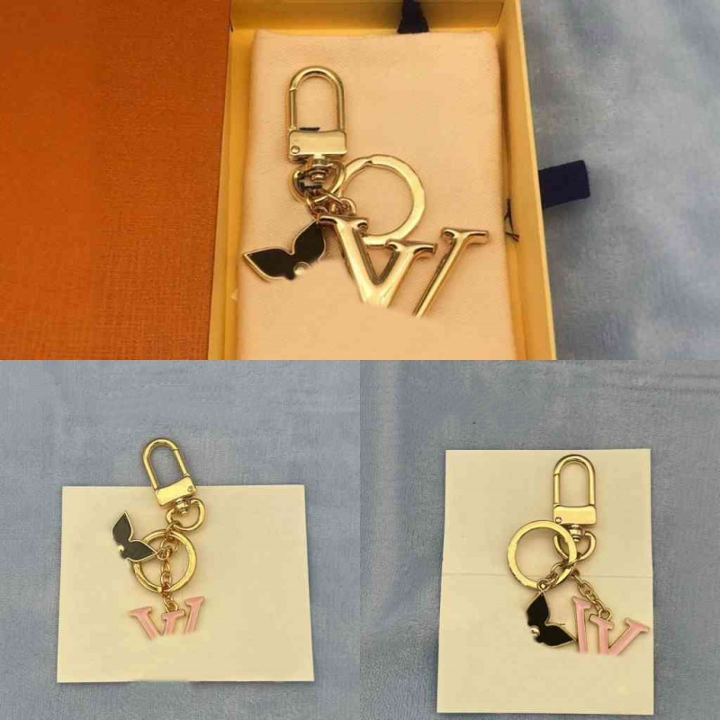 Flower keychain designer bag charm luxury key chain wallet designer plated gold letter keyrings brown flower printing pendant metal buckle daily out