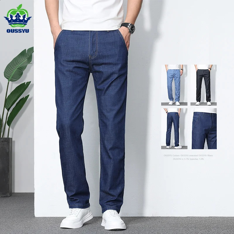 Clothing Summer Thin Soft Cotton Mens Jeans Classic Business Straight Denim Pants Work Trousers Male Plus Size 2840 250730