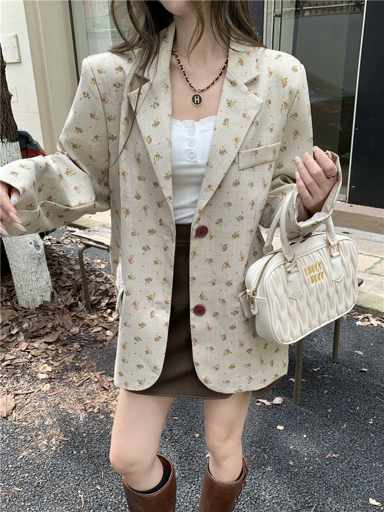 Hot Trend Plus Size 2025 Spring Floral Blazer for Women Vintage French Luxury Elegant Casual Suit Jacket Office Lady Outwear New