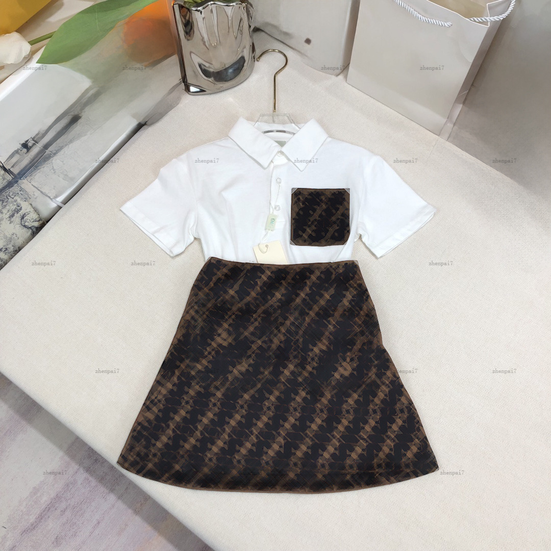 Top girls dress suit Summer POLO shirt set baby kids designer clothes shirt Short-sleeved and Double-sided use skirt A062X02N018-image-1069099012