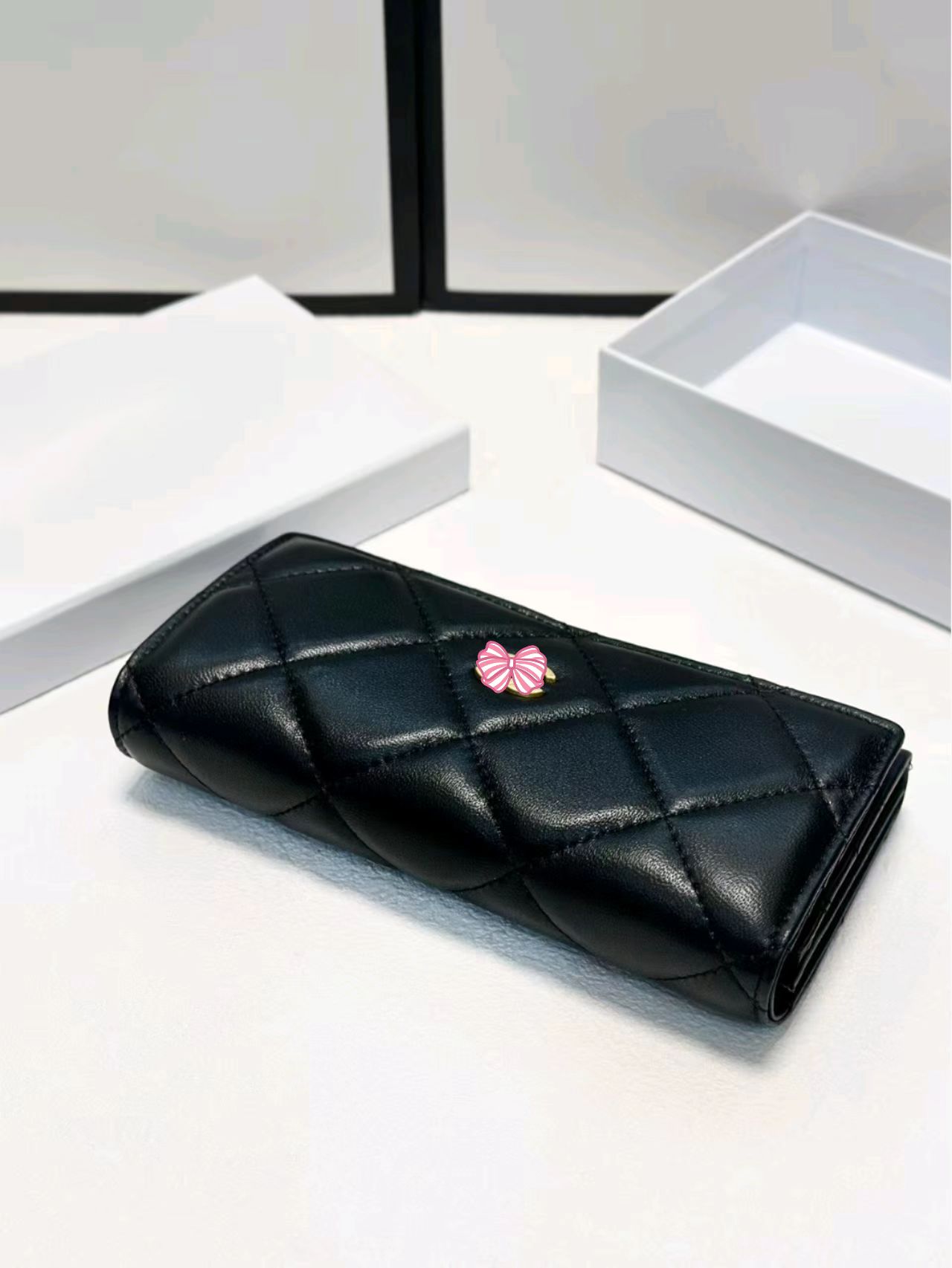 2025 luxury brand women's wallet card holder with box and dustproof bag mini wallet black handbag classic texture fashion long zipper coin purs