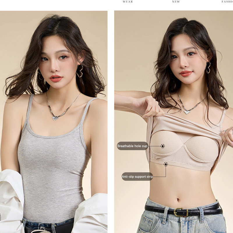 Cami Bra â Womens Camisole With Built In Padded Bra Vest for Women Modal Summer Tank Tops with Bras Fashion Home Casual Camis