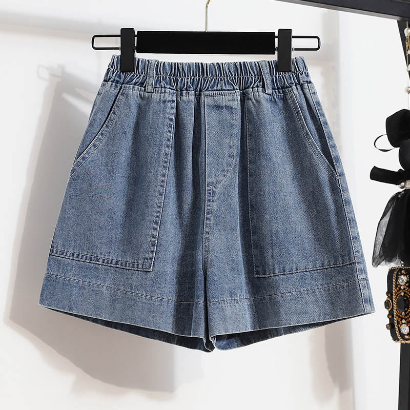 Casual Plus Size Summer Denim Shorts Women Loose Wide Leg Jeans Short Pants Femme Stretch High Waisted Harem Baggy Shorts Woman