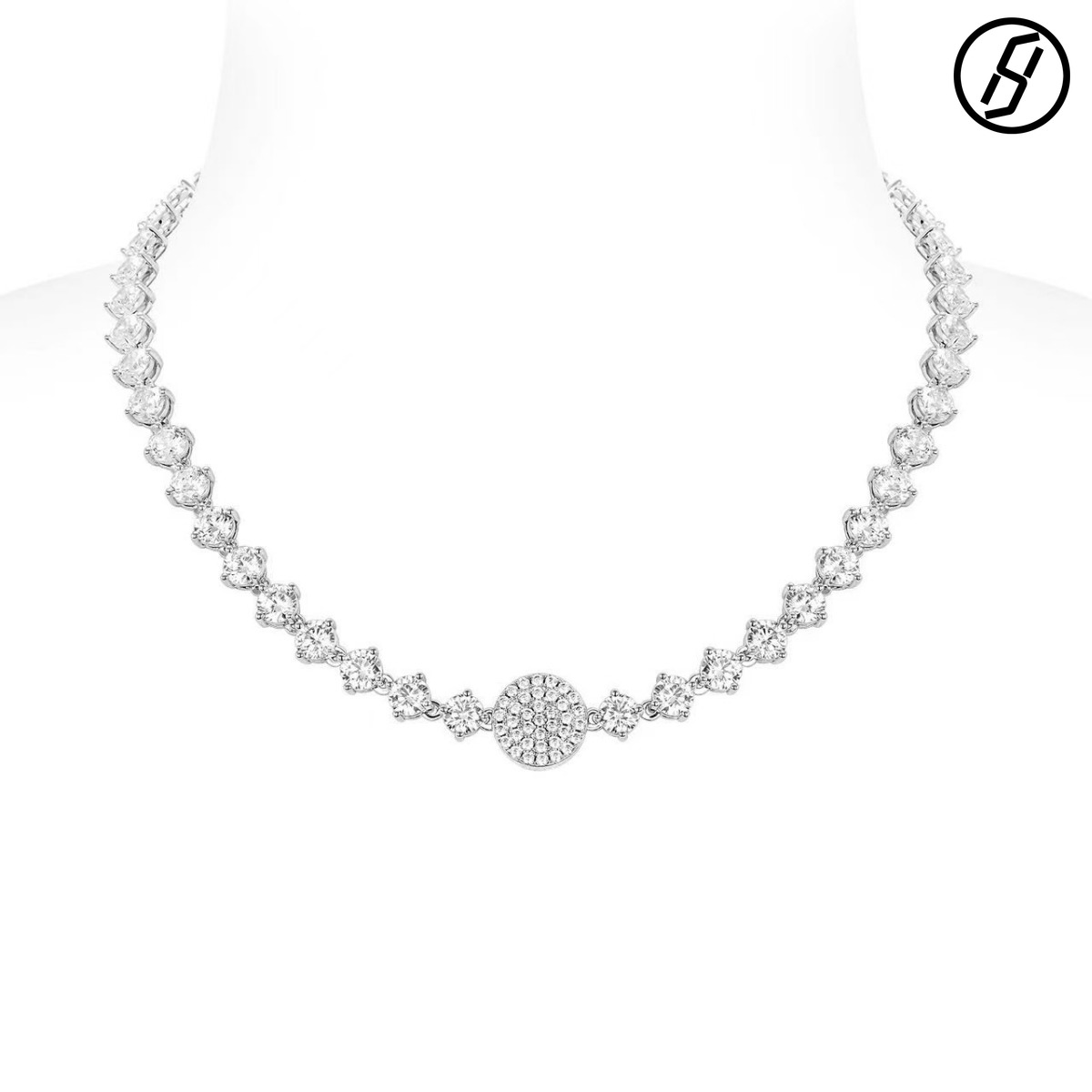 Floral Bracelet S925 Silver Mossan Button Bracelet European and American Bracelet New Light Luxury Hand Jewelry Xinghe Full Diamond Round Card Choke