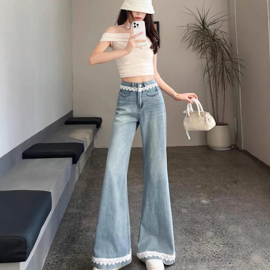 Slim Fit High Waist Bell Bottom Jeans Women's Summer Thin Style Elastic Leggings Casual Fashion plus Size AE Stock Origin