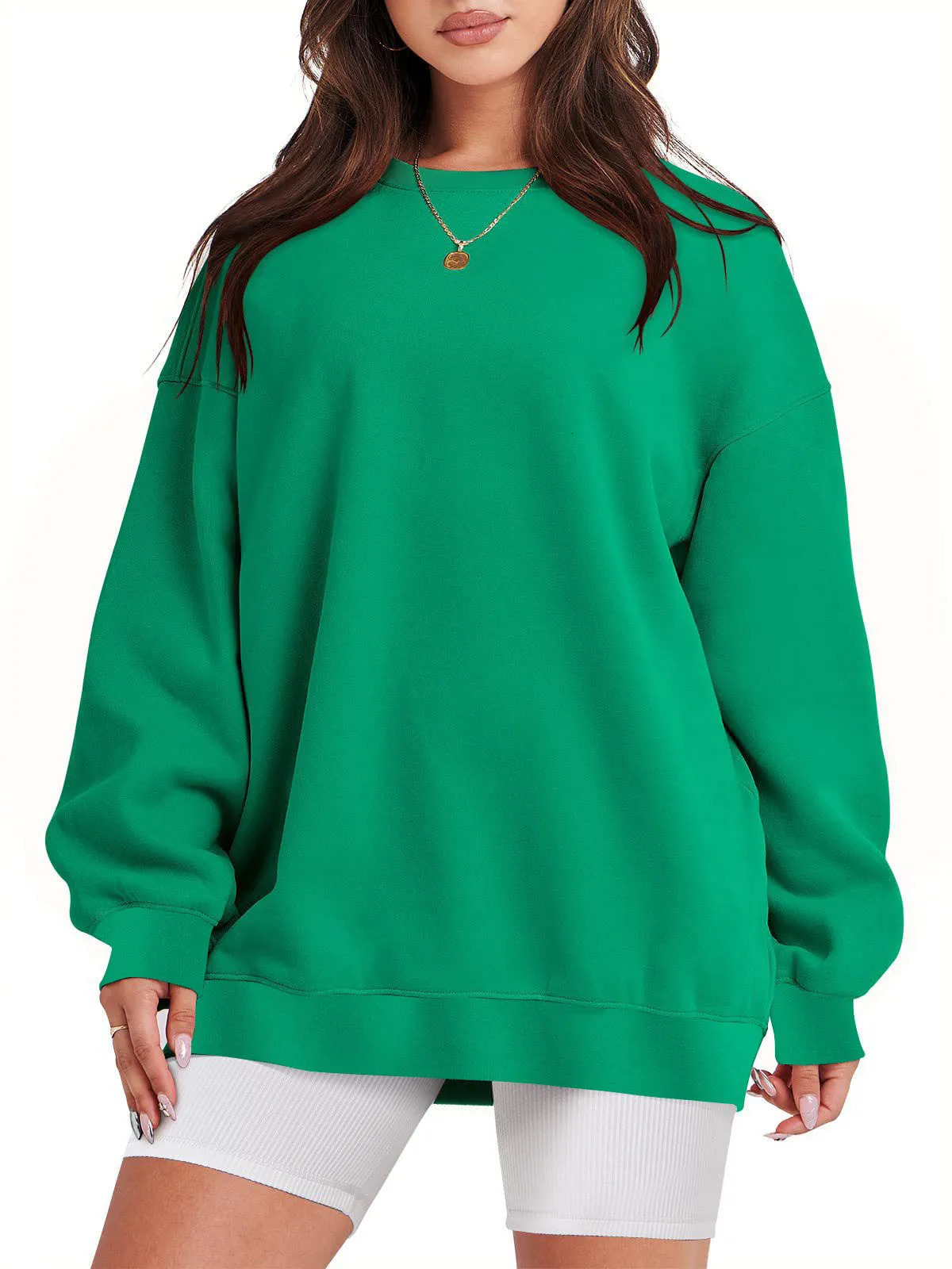 Cross Border European and American womens Oversized Loose Fitting Sweatshirt Long Sleeved Round Neck Pullover Top 250818