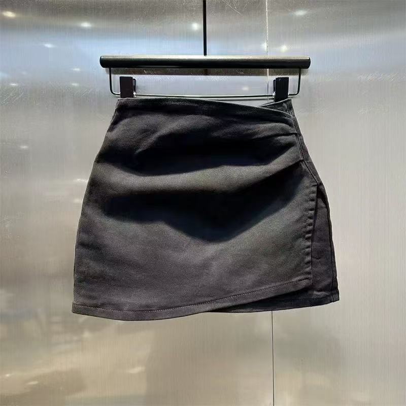 Irregular Sexy Pleated Denim Short Skirt Female 2025 Summer New Elegant High Waist A-line Skirt Women Clothes Irregular Skirts