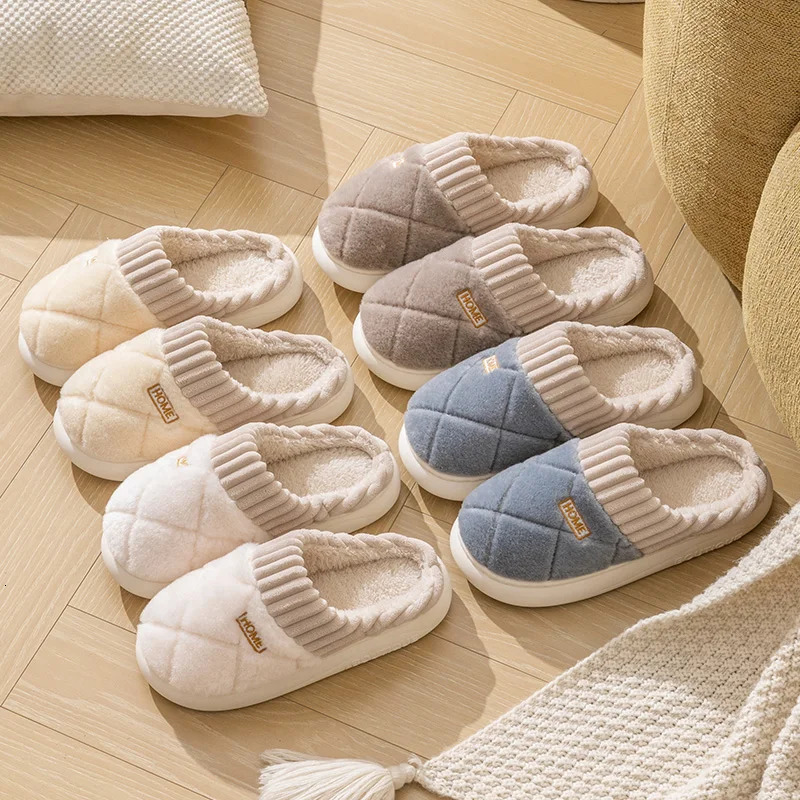 Cotton slippers for women autumn and winter style indoor home thick bottom warm fur plush slippers for outdoor wear 250730