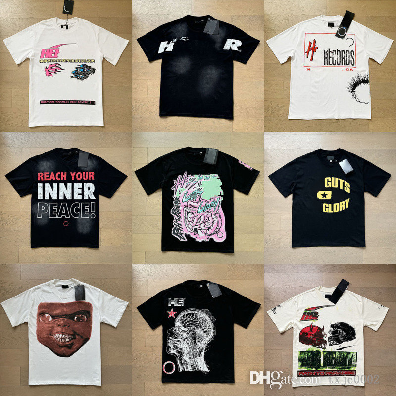 Designer Men Shirt Letter Print Vintage Washed T Shirts Graphic Hip Hop Casual Loose Round Neck Short Sleeve Tops Men Streetwear Tops