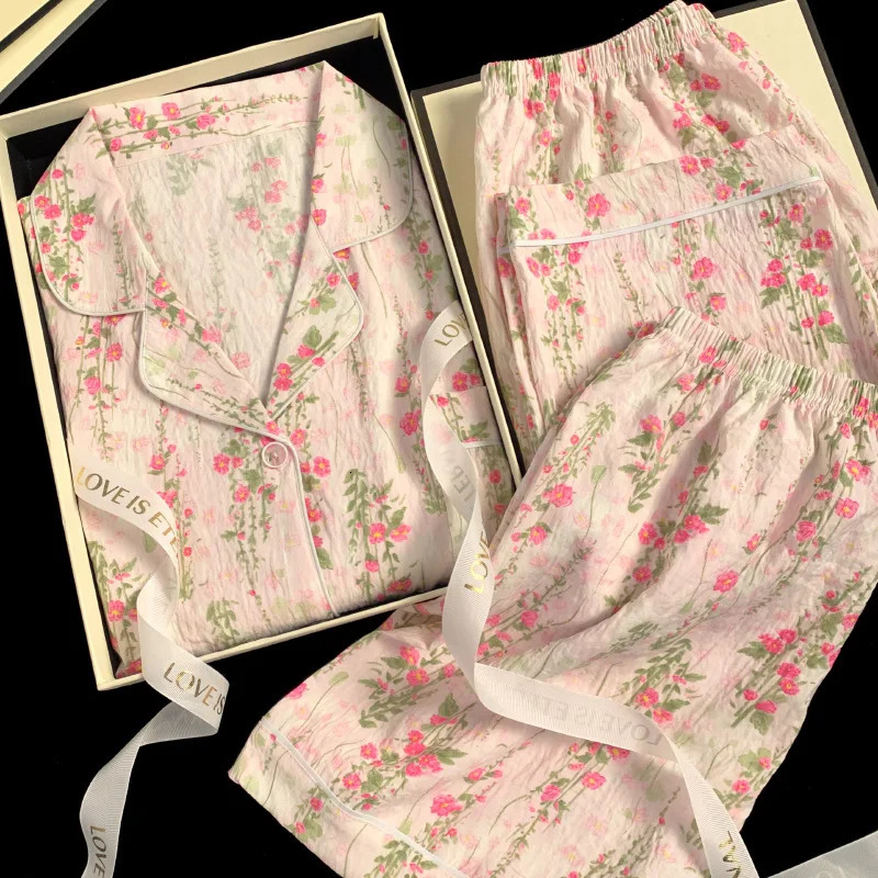 Spring and Summer Sweet Cute ThreePiece Pajamas Homewear Cloud Cotton Casual Girls 250730