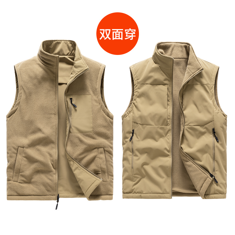 Double-sided New in Men Vest Outdoor Tactical Men's Sleeveless Waistcoat Multiple Pockets Plus Size Male Fishing Vest Outwear