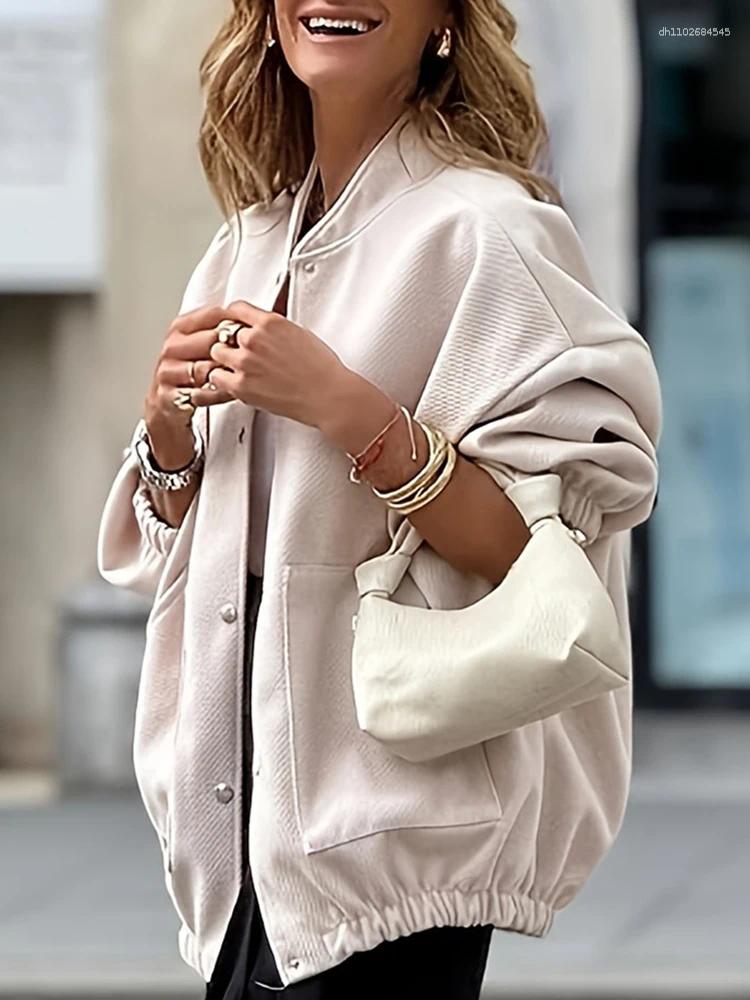 Women's Jackets 2025 Casual O Neck Zipper Commuter Outwear Lady Simple Solid Color Pocket Coat Autumn Winter High Street Loose Women Jacket