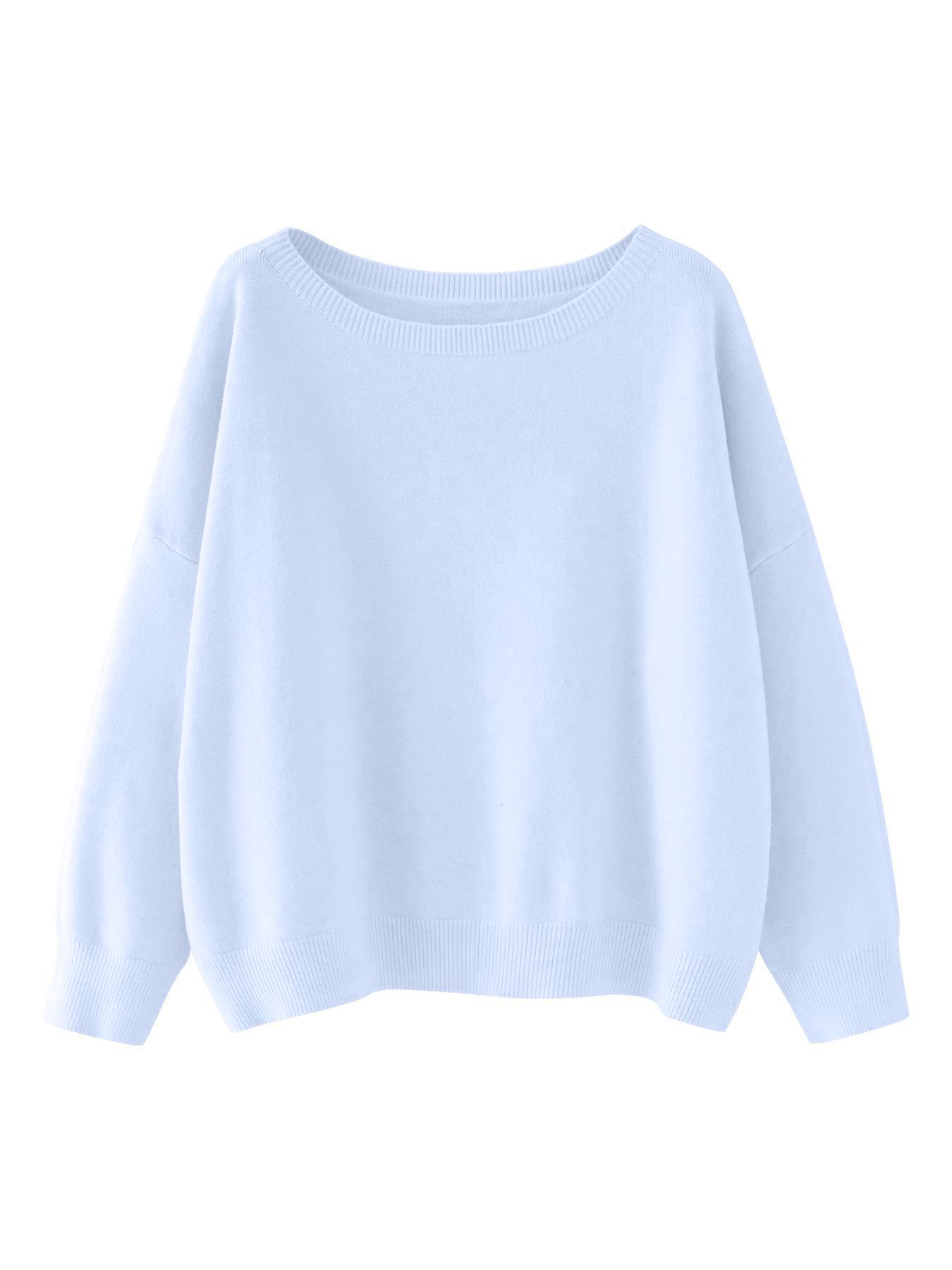 Plus Size 1XL-5XL Women's Casual Versatile Long Sleeve Sweater Ladies Fashionable Solid Color Round Neck Comfortable Sweater