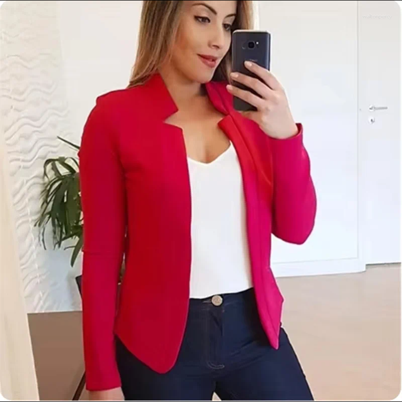 Women's Jackets Cardigan Solid Color Long Sleeved Elegant Suit Jacket Daily Office Fashion Street Autumn Slim Fit Top