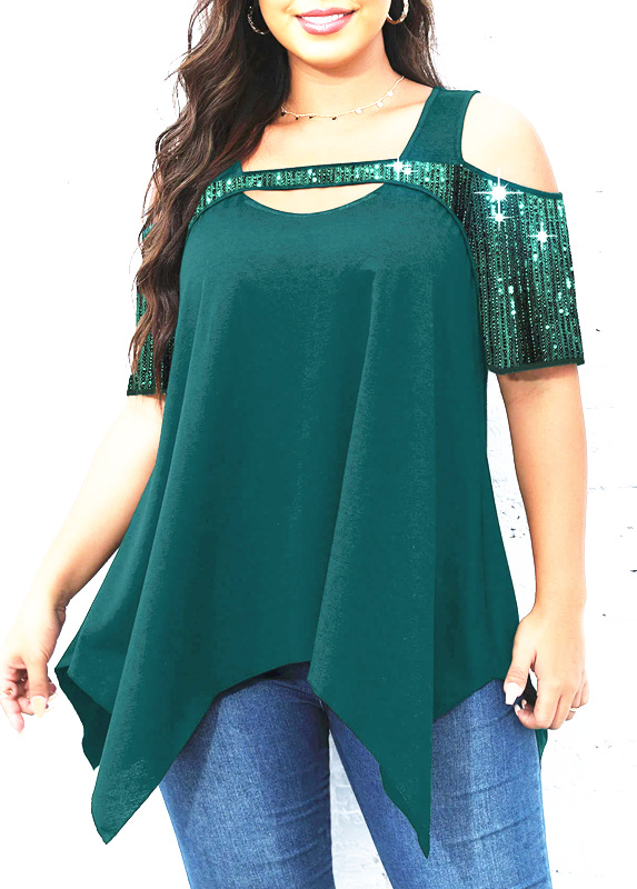 Fashion Women Sexy Shirts Vintage Summer Big Large Beads Hole Ruffles Tees Blouse Top Plus Size Loose Casual Short Sleeve Tops