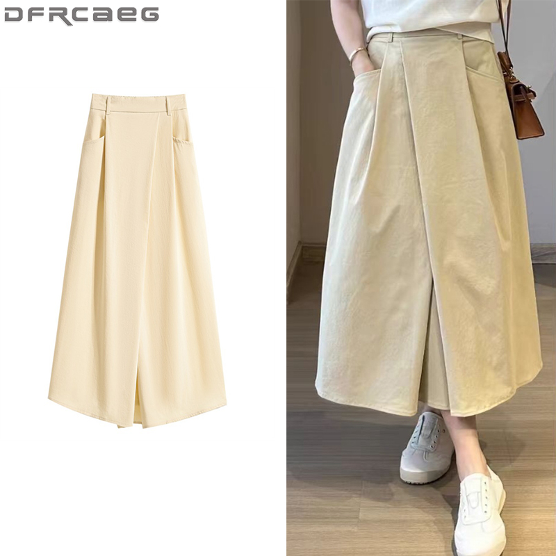 Plus Size Skirt Women Summer Skirt 2025 New Arrivals High Waist Irregular Long Skirt Woman Elastic Waist A Line Pleated Skirts