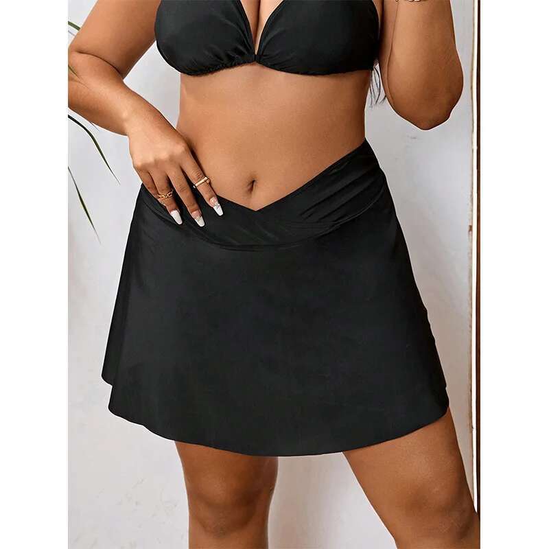 Color Solid Plus Size Split Swimsuit Women's Sexy Bikini Three Piece Set New Single Item Apron Swimsuit Women Casual Y2k
