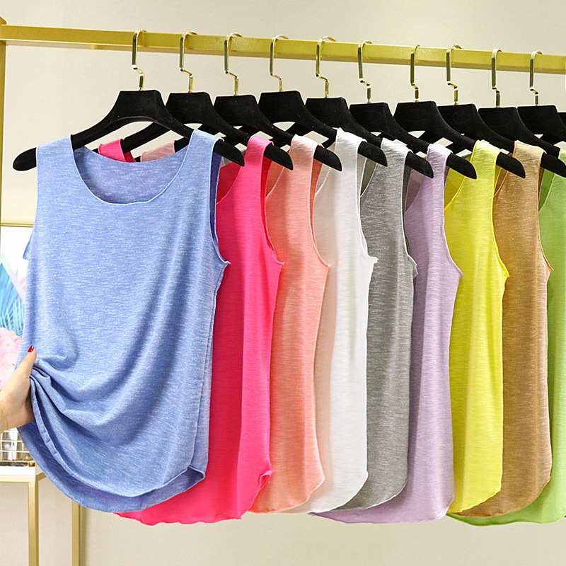 14 colors Plus size O-Neck Tank Tops Slub Cotton Women Summer Sleeveless Top Tees Irregular Solid Tshirt