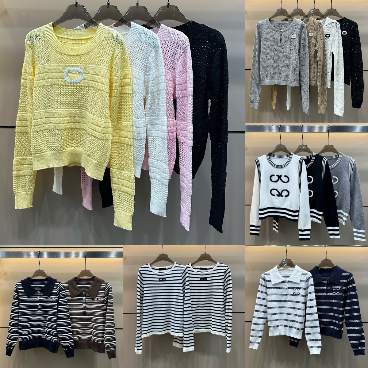Designer Femmes Pulls de chandails creux broderies Casual à manches longues Pullor printemps automne voyage polyvalent