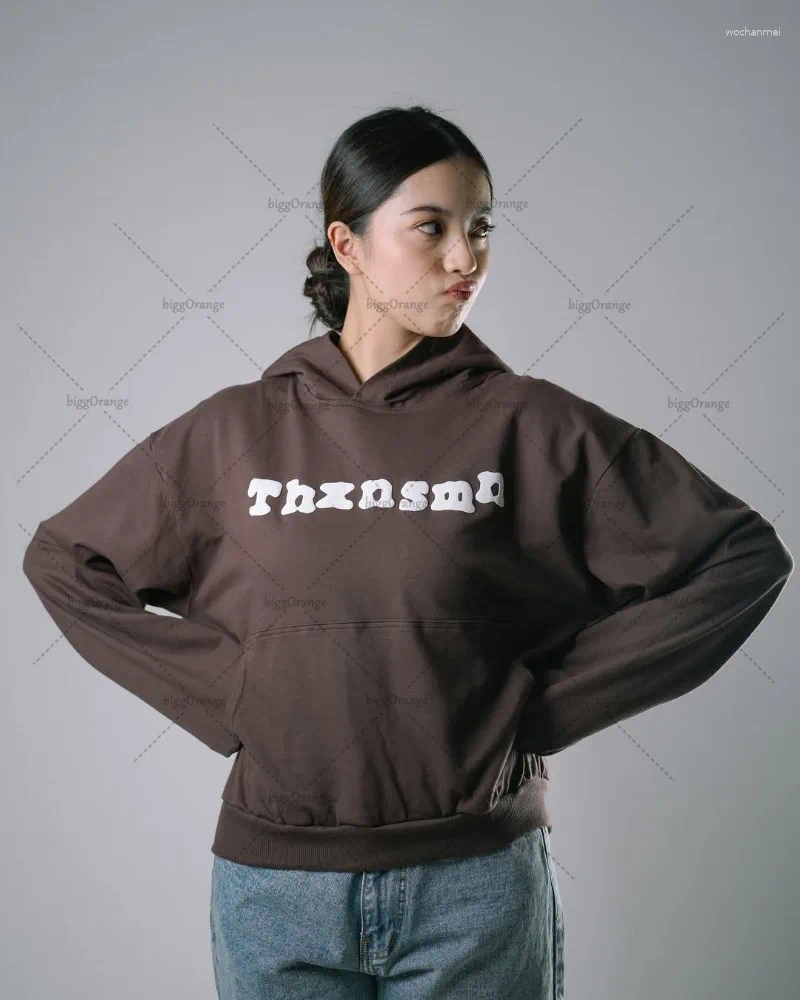 Women's Hoodies High Street Fashion Clothing Hip-Hop Casual Loose Letter Pattern Hood Men Retro Oversized Sweatshirt Women