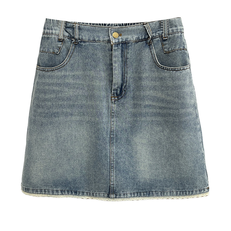 2025 Summer New Stylish And Casual Denim Skirt 100KG Plus Size Women Medium Skirt With Safety Short Pants 519