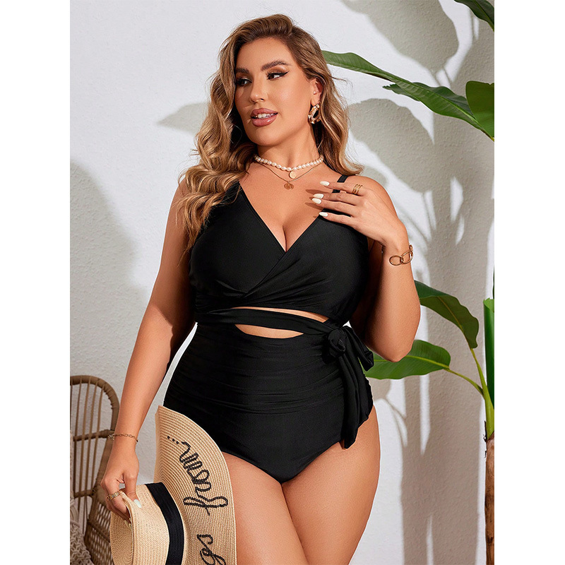 Solid Color Plus Size One-piece Swimsuit for Women, Hot Selling, Tight Fitting, Gathering High-end Vacation Swimsuit Casual Y2k