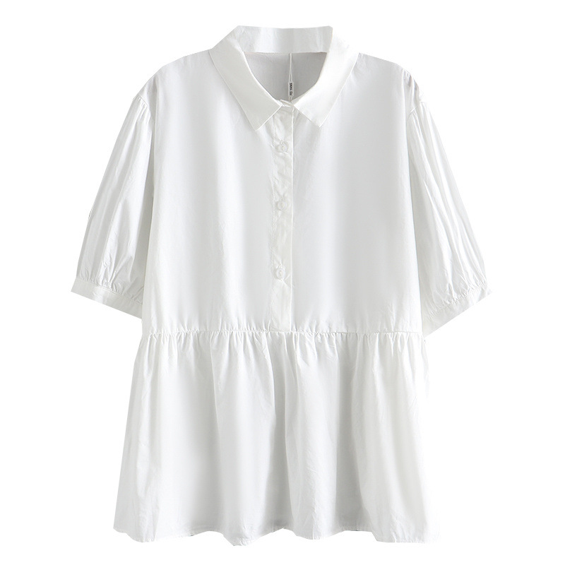 Summer New Style Plus Size Women's Blouses Casual Puff Sleeve Shirt 100kg 9038