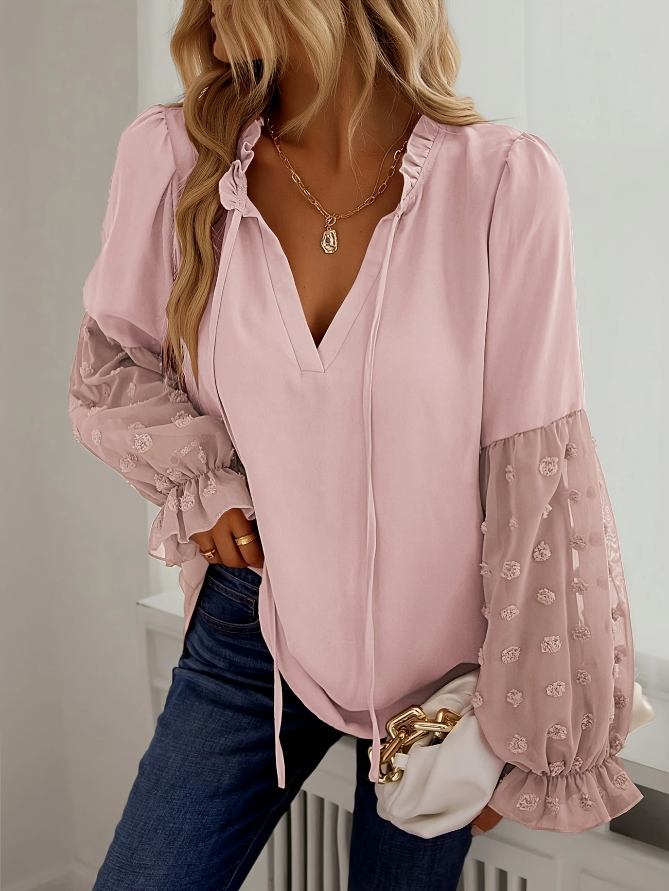 Plus Size Spring Autumn Womenâs Leisure Long Sleeve Tops Shirt Women V-neck Fashion Blouses Clothing
