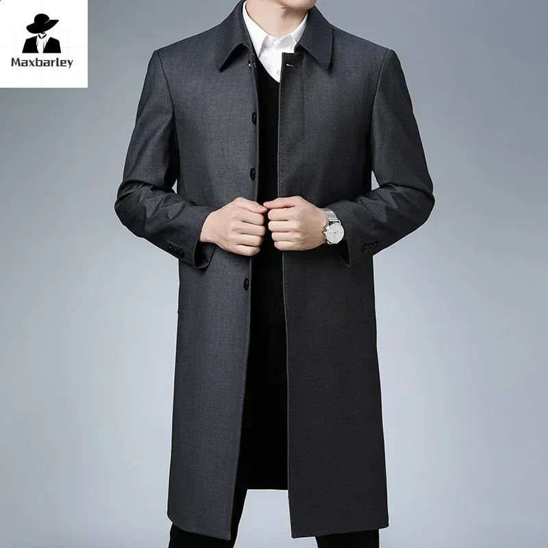 Light Long Jacket Mens Winter Business Casual Comfortable Windproof Warm Trench Coat British Streetwear Suit Male 250730