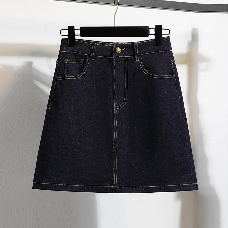 Vintage Loose Plus Size Denim Skirts Women Summer Casual A-Line Mini Skirts With Shorts Dark Blue High Waist Jeans Skirt Woman