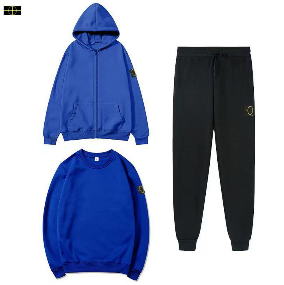 Large size clothing stones new casual men's and women's zipper hoodie set islands cardigan hooded set autumn and winter two-piece set spor