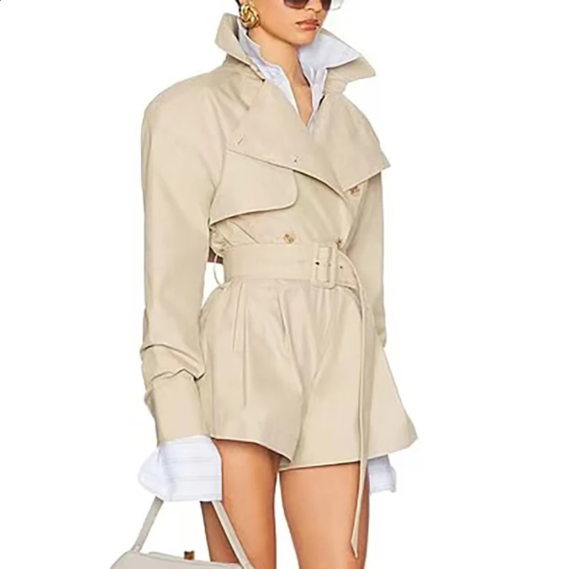 Womens onepiece windbreaker lapel long sleeved jacket fashionable and simple slim fit top 2025 style 250730
