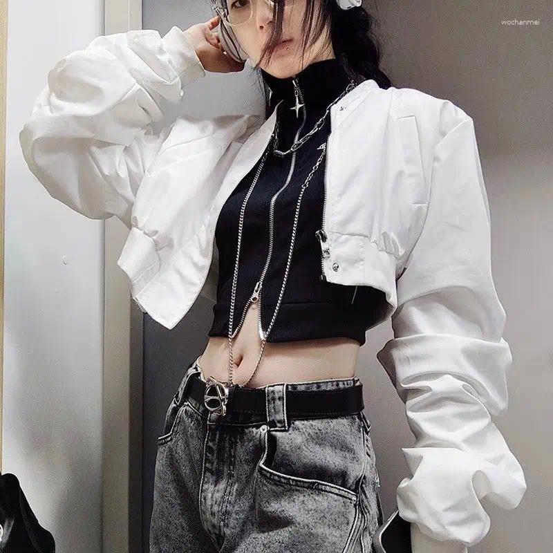 Women's Jackets Y2k Cropped Bomber Jacket Female Sweatshirt Retro Spring Autumn Annals Tops Coat Sweet Cool Hong Kong Thin Selling