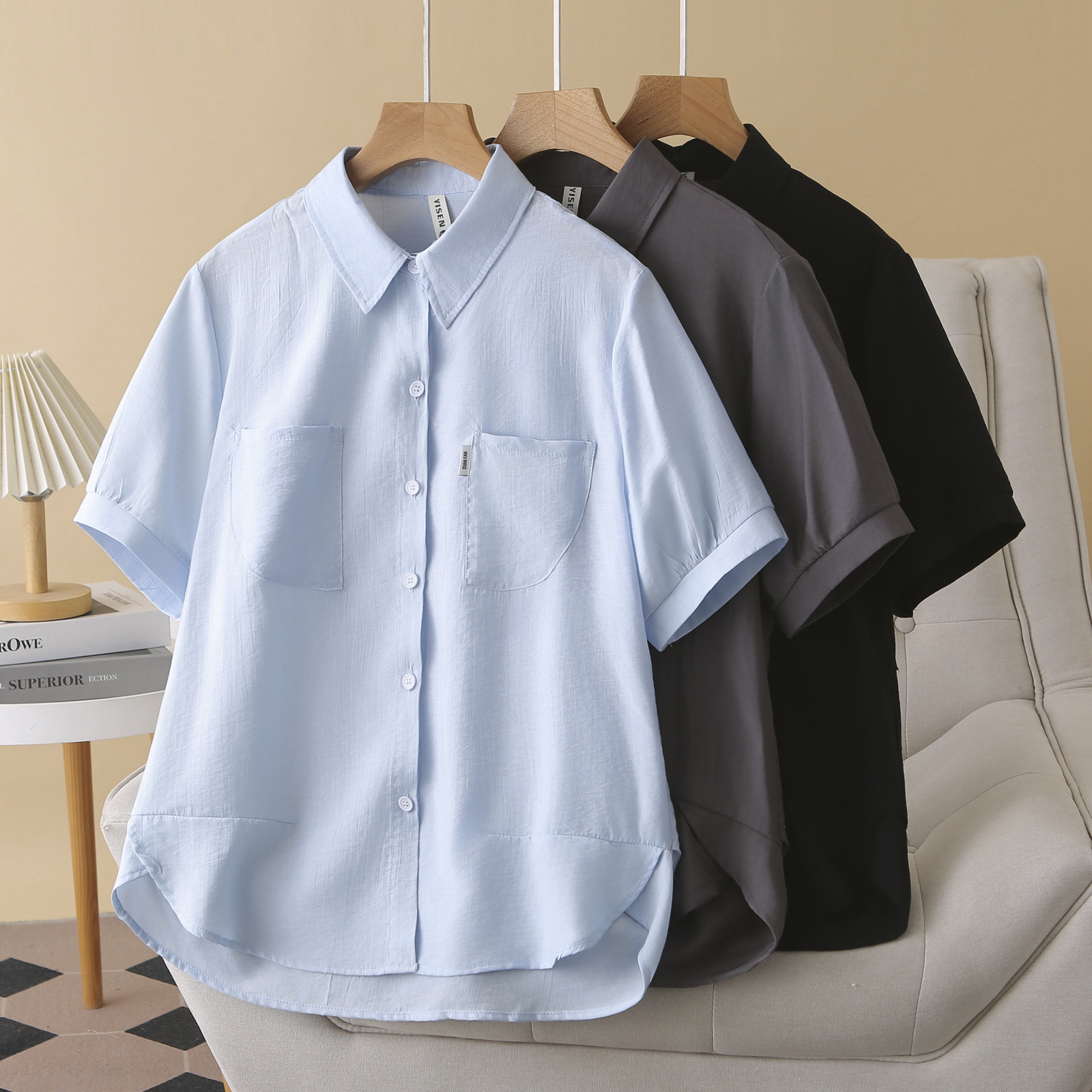 Summer New Plus Size Clothing Simple Thin And Cool Silk Short Sleeved Shirt 100kg Elegant Women's Blouses