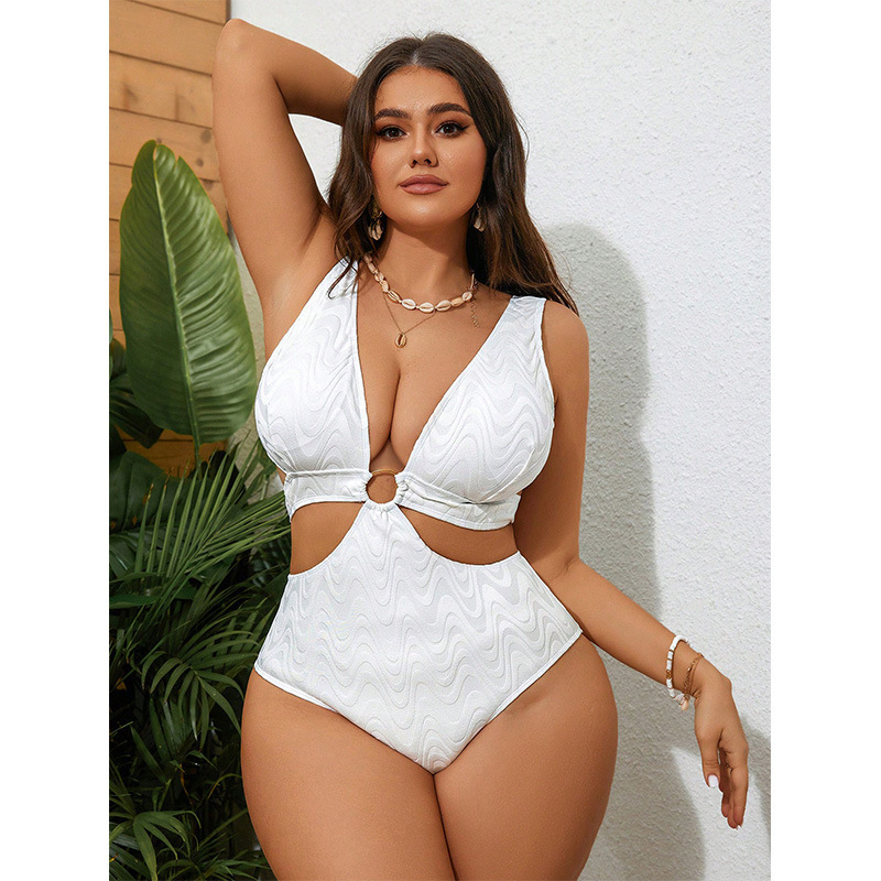 Solid Color One-piece Swimsuit Women's New Sexy Hollow Tight Gathering Backless Vacation Pure Desire Style One-piece Swimsuit