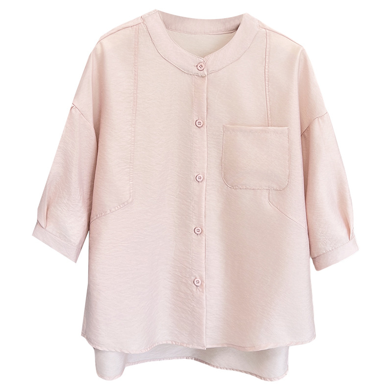 100kg Plus Size Women's Blouses Summer New Style Simple And Loose Solid Color Lantern Sleeve Shirt And Thin Top 730