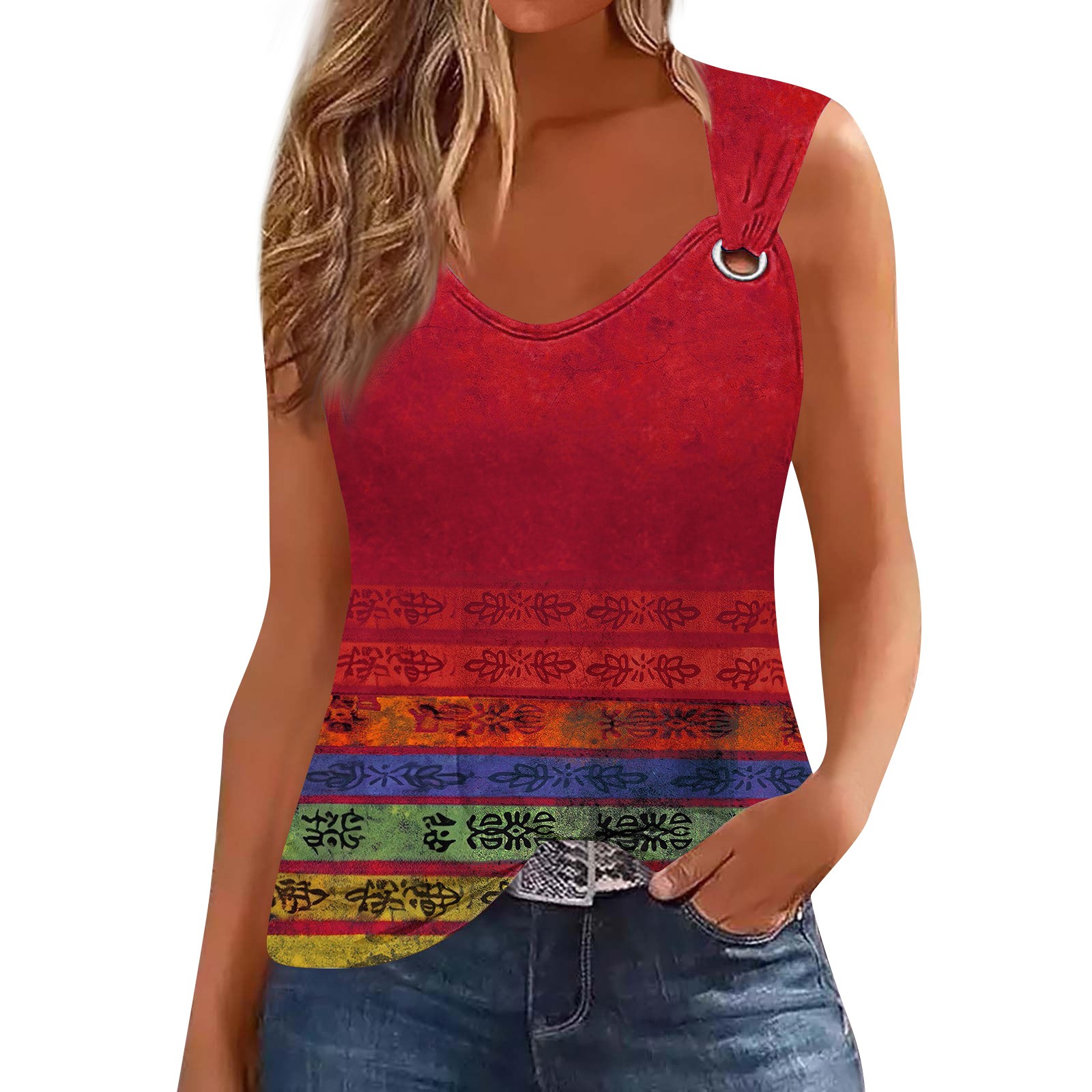 Womens Tank Top V Neck Basic Printed Casual Flowy Summer Sleeveless Deep Side Cut Tops For Women Sleeveless T-Shirt ÑÐ¾Ð¿Ñ Ð¶ÐµÐ½Ñкие