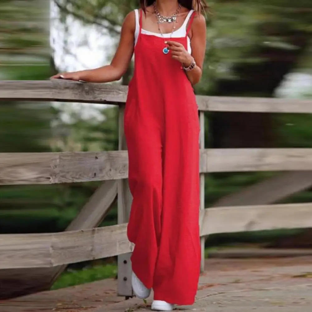 Cotton Blend Plus Size Jumpsuit Women 2023 AutumnCasual Solid Overalls Bodysuits Oversized Wide Leg Pants Female Clothing Rompe 250730