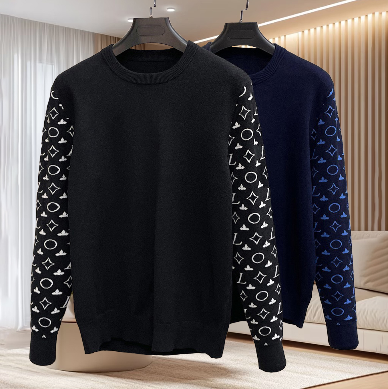 High quality designer men's sweaters, fashionable jacquard letter round neck sweaters, pullovers for autumn and winter casual sports, loose and