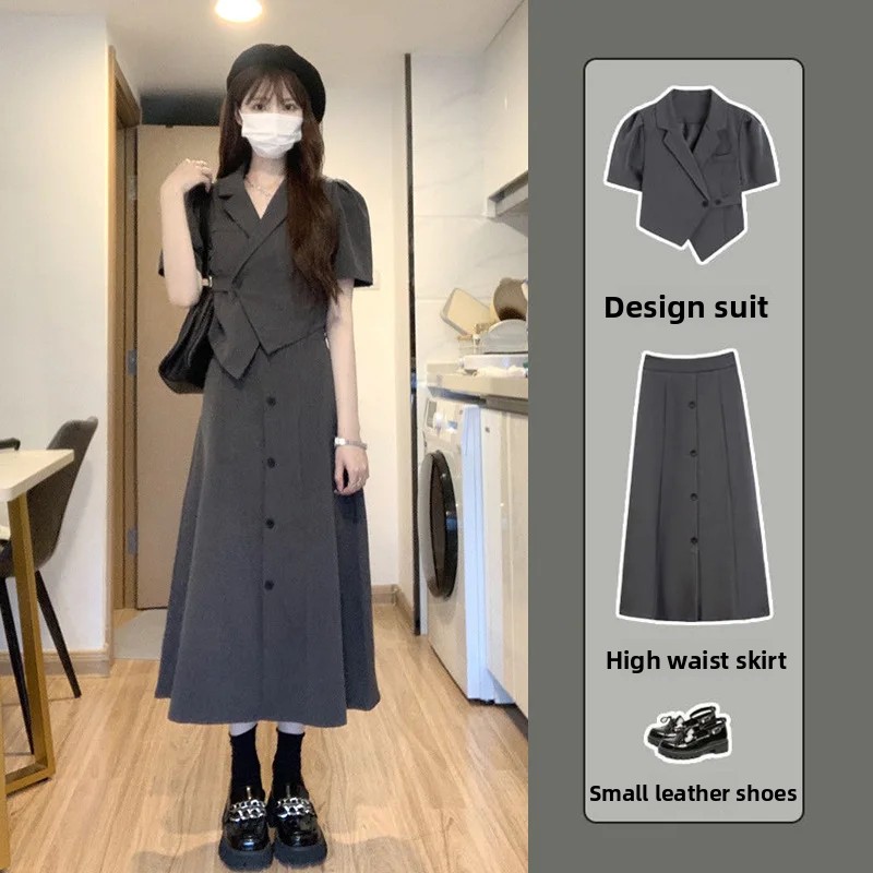 Slimming Fashionable plus Size Women's Summer Suit High Waist Mini Skirt Two Piece Set Design Sensation Top Bottom Ensemble