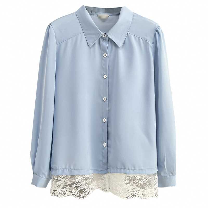 Plus Size Blouses Spring New Fashion Lace Stitching Chiffon Shirt 100kg Temperament Women Tops 310