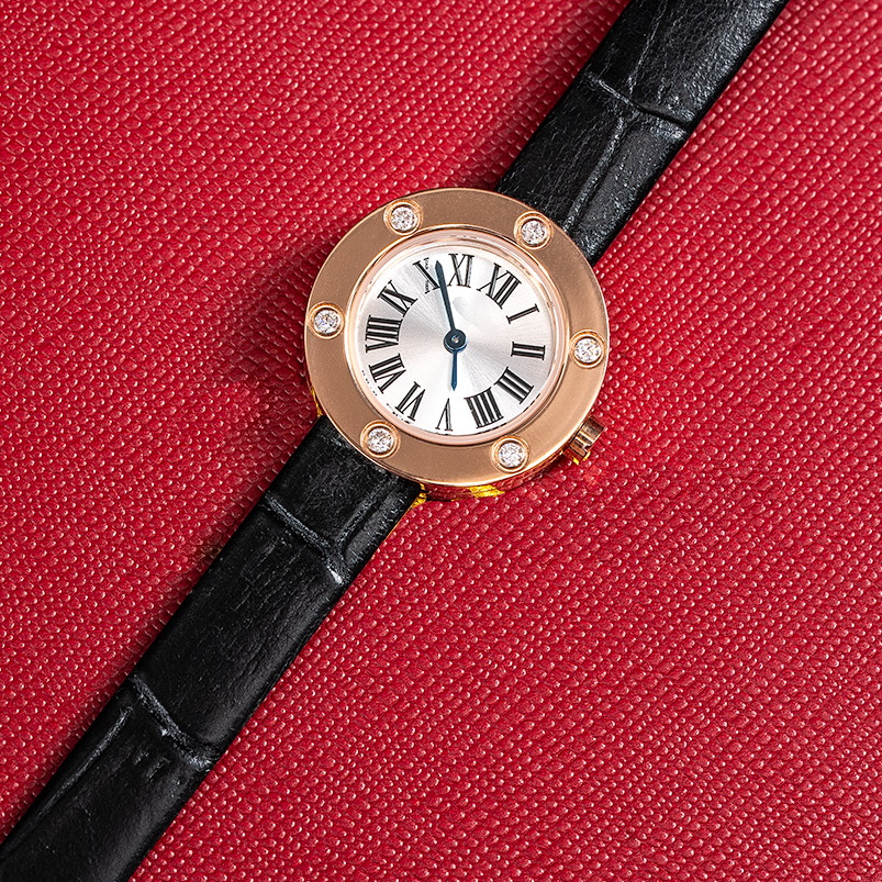 LOVE watch size 24MM set with laboratory diamonds, gold-plated 18K, calf leather strap, top quality watch for women top quality classic style with b