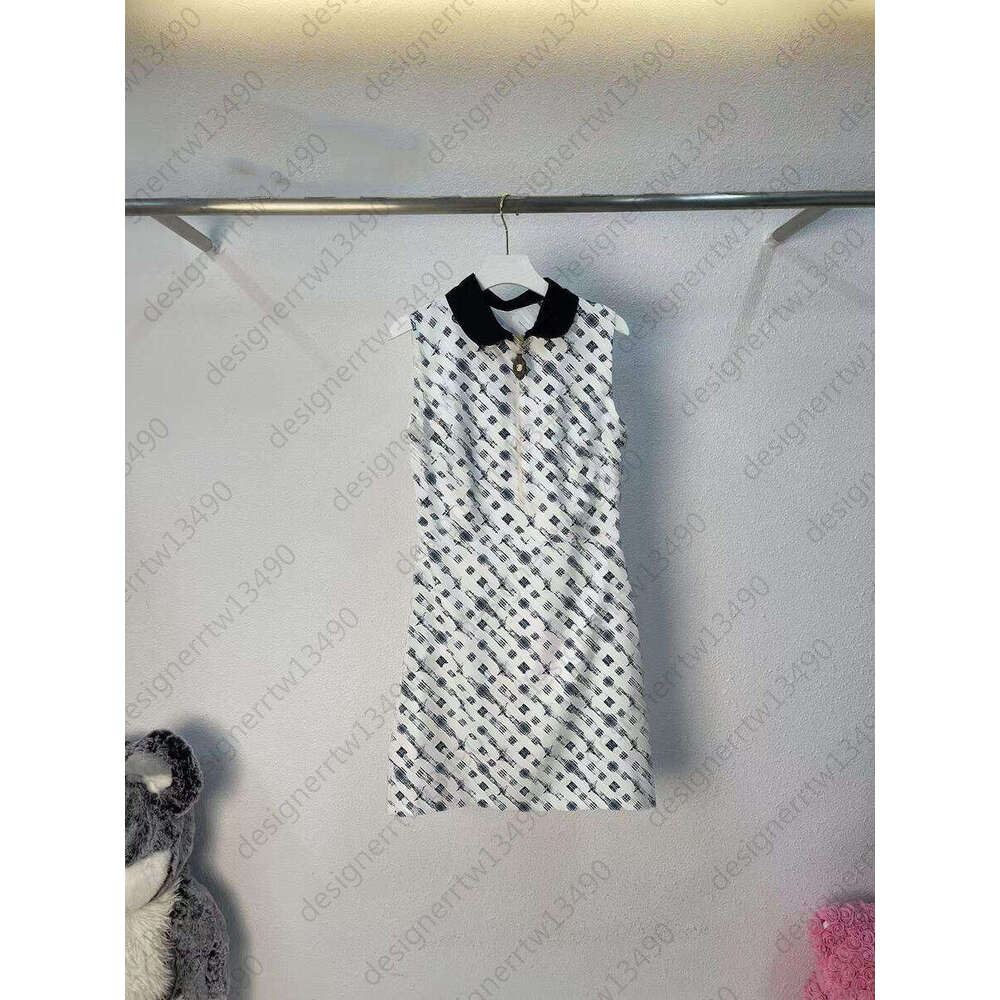 Women Vestidos Dress Letter Print Designer Dress Womens Clothes Lapel Collar Zipper Front Fashion Elegant Slimming A-line Summer Dresses For Woman